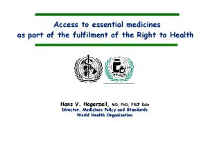 Access to essential medicines as part of the