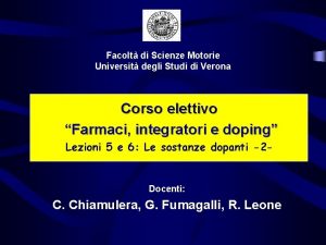 Facolt di Scienze Motorie Universit degli Studi di