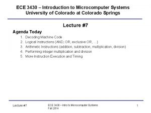 ECE 3430 Introduction to Microcomputer Systems University of