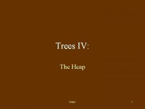 Trees IV The Heap heaps 1 Heap Like