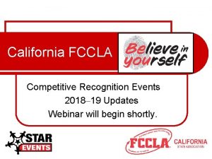 California FCCLA Competitive Recognition Events 2018 19 Updates