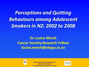Perceptions and Quitting Behaviours among Adolescent Smokers in