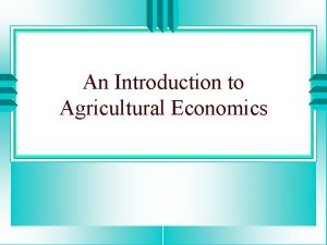 Agriculture economic importance