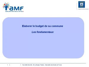 Elaborer le budget de sa commune Les fondamentaux