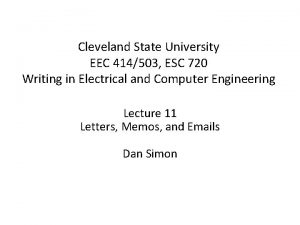 Cleveland State University EEC 414503 ESC 720 Writing