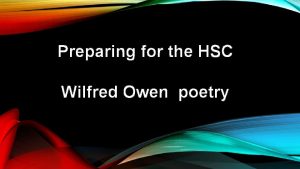 Wilfred owen poems hsc