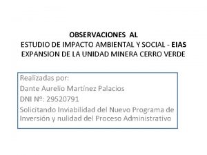 OBSERVACIONES AL ESTUDIO DE IMPACTO AMBIENTAL Y SOCIAL