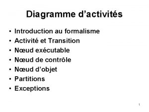 Diagramme dactivits Introduction au formalisme Activit et Transition