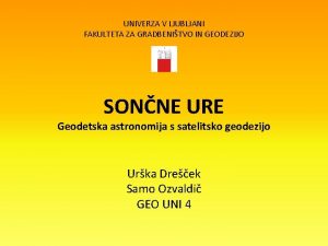 UNIVERZA V LJUBLJANI FAKULTETA ZA GRADBENITVO IN GEODEZIJO