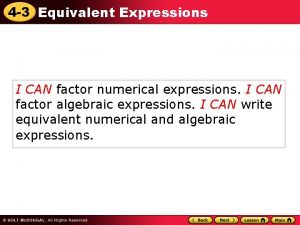 Equivalent expressions examples