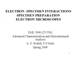 ELECTRON SPECIMEN INTERACTIONS SPECIMEN PREPARATION ELECTRON MICROSCOPES EML