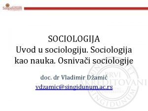 Sociologija kao nauka