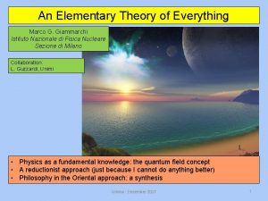 An Elementary Theory of Everything Marco G Giammarchi