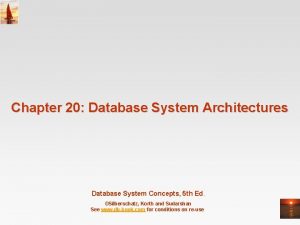 Chapter 20 Database System Architectures Database System Concepts