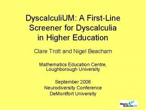 Dyscalculia screening test