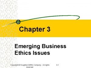 Chapter 3 Emerging Business Ethics Issues Copyright Houghton