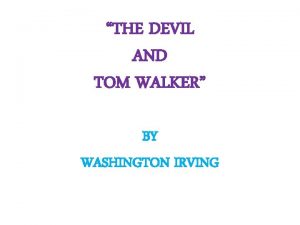 The devil and tom walker summary
