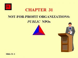 31 CHAPTER 31 NOTFORPROFIT ORGANIZATIONS PUBLIC NPOs Slide