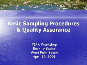 Qa sampling procedures
