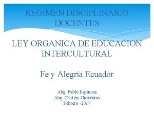 REGIMEN DISCIPLINARIO DOCENTES LEY ORGANICA DE EDUCACION INTERCULTURAL