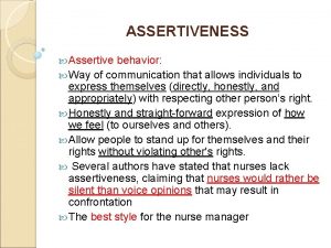 Barriers to assertiveness