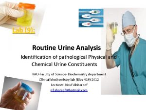 Lab 9 Routine Urine Analysis Identification of pathological