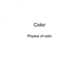 Color Physics of color Introduction Isac Newton was