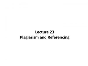 Plagiarism lecture