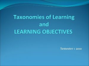 Example of learning objectives