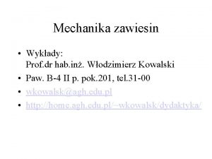 Mechanika zawiesin Wykady Prof dr hab in Wodzimierz