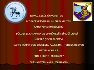 DOKUZ EYLL NVERSTES KTSAD VE DAR BLMLER FAKLTES