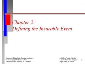 Chapter 2 Defining the Insurable Event Instructors Manual