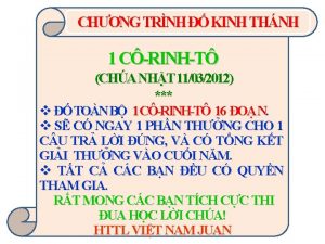 CHNG TRNH KINH THNH 1 CRINHT CHA NHT