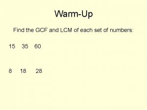Keywords for gcf and lcm word problems