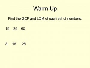 Keywords of hcf and lcm