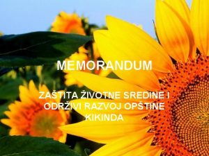 MEMORANDUM ZATITA IVOTNE SREDINE I ODRIVI RAZVOJ OPTINE