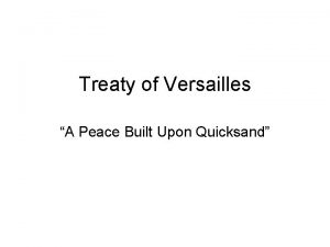 A peace built on quicksand