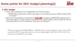 Some points for 2021 budget planning2 3 2021