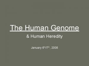 The Human Genome Human Heredity January 6 th7