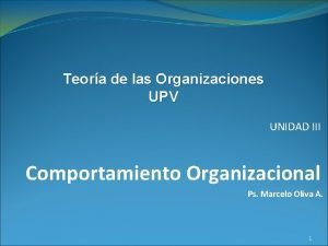 Teora de las Organizaciones UPV UNIDAD III Comportamiento