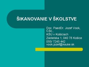 IKANOVANIE V KOLSTVE Doc Paed Dr Jozef Vook