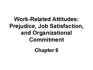 WorkRelated Attitudes Prejudice Job Satisfaction and Organizational Commitment
