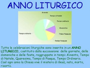 ANNO LITURGICO Tutte le celebrazioni liturgiche sono inserite