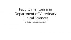 Faculty mentoring in Department of Veterinary Clinical Sciences