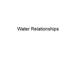 Water Relationships Outline Water Availability Water Content of
