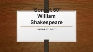 William shakespeare sonnet 60