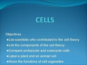Objectives List scientists who contributed to the cell