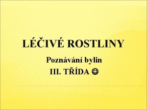 LIV ROSTLINY Poznvn bylin III TDA 1 Podbl