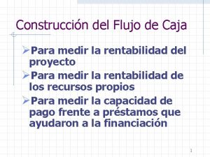 Construccin del Flujo de Caja Para medir la