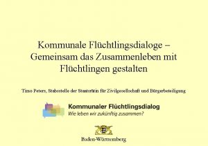 Kommunale Flchtlingsdialoge Gemeinsam das Zusammenleben mit Flchtlingen gestalten